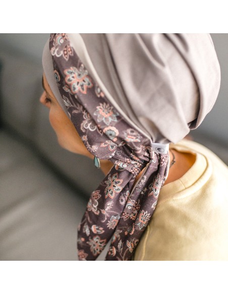 Pañuelo Oncológico con Cintas Smooth Asian · Tejido de Bambú · Volumen Personalizable y Estampado Oriental