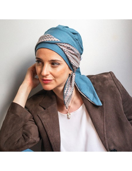 Pañuelo Oncológico con Cintas Smooth Tempo · Tejido de Bambu · Carebell Headwear
