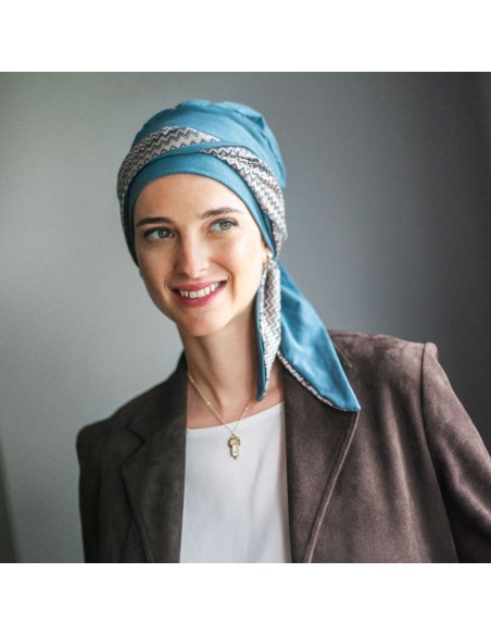 Pañuelo Oncológico con Cintas Smooth Tempo · Tejido de Bambu · Carebell Headwear