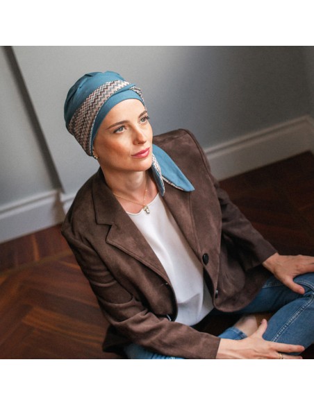 Pañuelo Oncológico con Cintas Smooth Tempo · Tejido de Bambu · Carebell Headwear