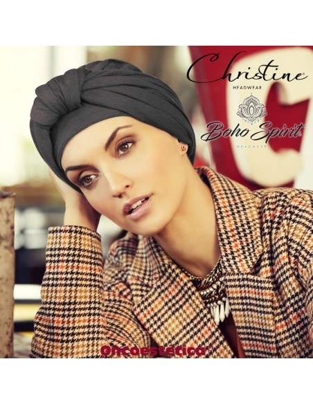 SAPPHIRE GRIS - Turbante + Cinta Larga - CHRISTINE HEADWEAR