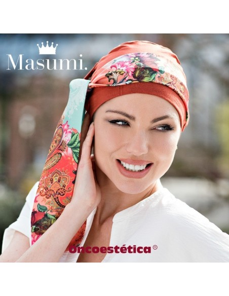 YANNA BRICK ROYAL MARIGOLD - Gorro algodón + Cinta seda - MASUMI HEADWEAR