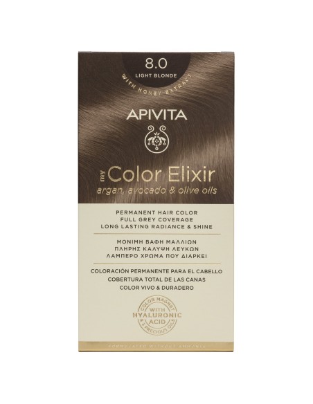 APIVITA COLOR ELIXIR 8.0 Rubio Claro - Tinte permanente para el cabello