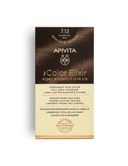 APIVITA COLOR ELIXIR 7.13 Rubio Ceniza Dorado - Tinte permanente para el cabello