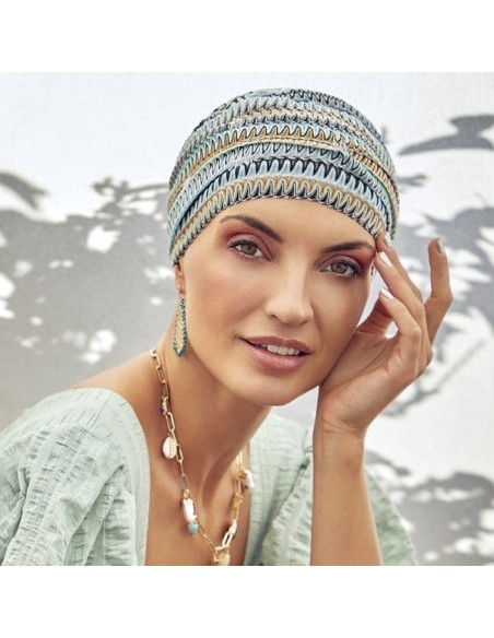 Edición Limitada - RUBY ZIG ZAG BLUES  - Turbante Boho - CHRISTINE HEADWEAR