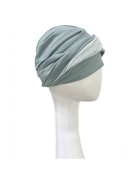 TURBANTE ELEGANCE AGUAMARINA GOLD - Bambú y Algodón - CAREBELL HEADWEAR