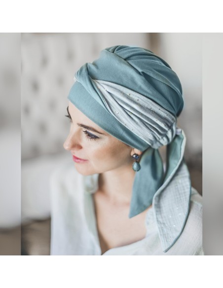 SMOOTH AGUAMARINA GOLD - Pañuelo de bambú y algodón - CAREBELL HEADWEAR