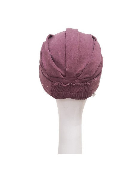 TURBANTE ELEGANCE MALVA GOLD - Bambú y Algodón - CAREBELL HEADWEAR