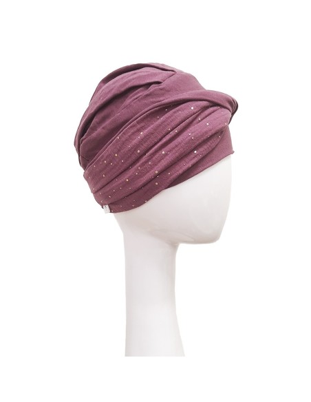 TURBANTE ELEGANCE MALVA GOLD - Bambú y Algodón - CAREBELL HEADWEAR