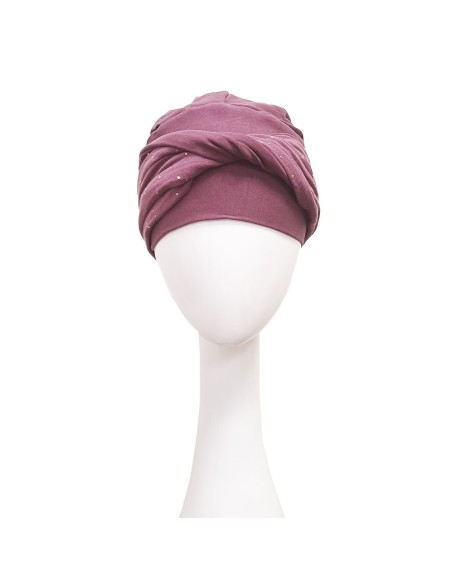 TURBANTE ELEGANCE MALVA GOLD - Bambú y Algodón - CAREBELL HEADWEAR