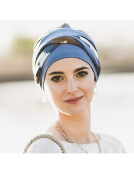 ELEGANCE INDIGO - Turbante Bambú y Algodón - CAREBELL HEADWEAR ELEGANCE INDIGO - Turbante Bambú y Algodón - CAREBELL HEADWEAR