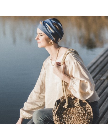 ELEGANCE INDIGO - Turbante Bambú y Algodón - CAREBELL HEADWEAR ELEGANCE INDIGO - Turbante Bambú y Algodón - CAREBELL HEADWEAR