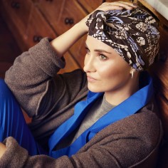 BEATRICE AUTUMN BLUES WITH RIBBONS - Bambú - CHRISTINE HEADWEAR.