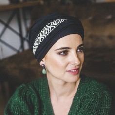 CONFORT IKAT NEGRO - bambú y algodón - Carebell Headwear