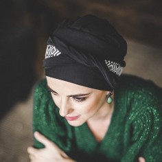 CONFORT IKAT NEGRO - bambú y algodón - Carebell Headwear 2