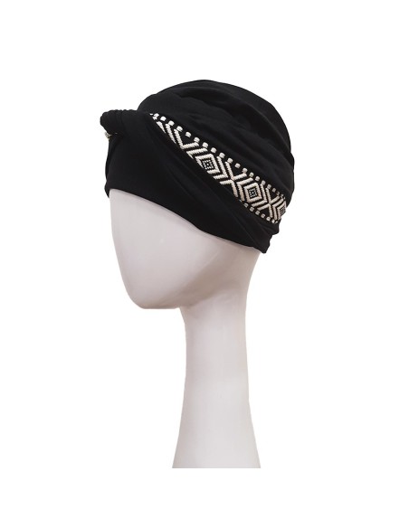 CONFORT IKAT NEGRO - bambú y algodón - Carebell Headwear
