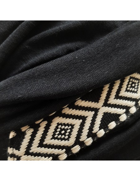 CONFORT IKAT NEGRO - bambú y algodón - Carebell Headwear