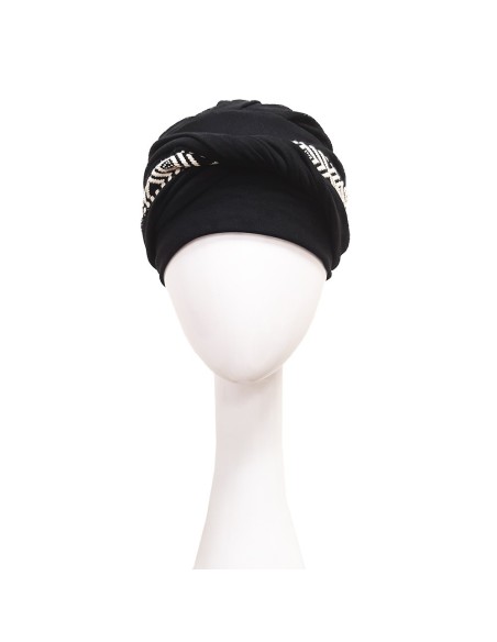 CONFORT IKAT NEGRO - bambú y algodón - Carebell Headwear