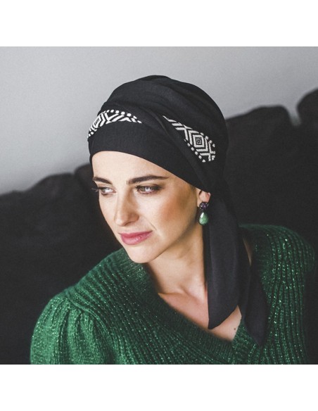 SMOOTH IKAT NEGRO  - Pañuelo de bambú - CAREBELL HEADWEAR