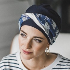 ELEGANCE DENIM PALMS - Turbante Bambú y Algodón -...