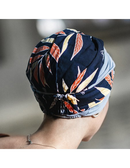 ELEGANCE EXOTIC BLUE - Turbante Bambú y Algodón - CAREBELL HEADWEAR