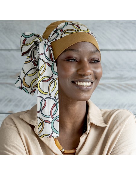 YANNA Camel Cerchio Elegant - Pañuelo Bambú + Cinta - MASUMI HEADWEAR