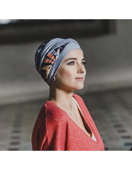 ELEGANCE EXOTIC BLUE - Turbante Bambú y Algodón - CAREBELL HEADWEAR