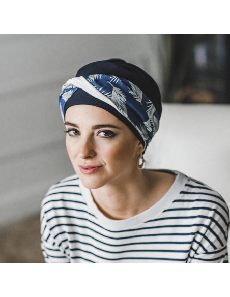 ELEGANCE DENIM PALMS - Turbante Bambú y Algodón - CAREBELL HEADWEAR
