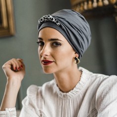TURBANTE CONFORT LEOPARD GREY - Bambú y Algodón -...