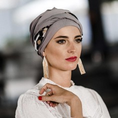 ELEGANCE BLACK ABSTRACT - Turbante de Bambú y Algodón -...