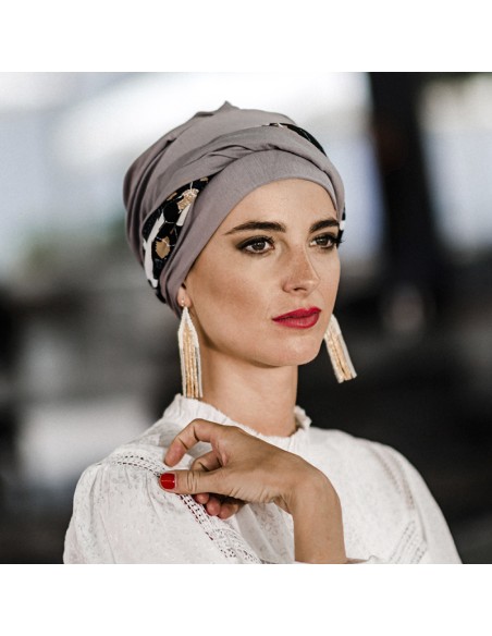 ELEGANCE BLACK ABSTRACT - Turbante de Bambú y Algodón - CAREBELL HEADWEAR