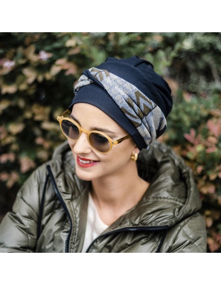 ELEGANCE ZIG ZAG GREY - Turbante de Algodón - CAREBELL HEADWEAR