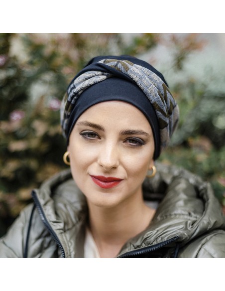 ELEGANCE ZIG ZAG GREY - Turbante de Algodón - CAREBELL HEADWEAR