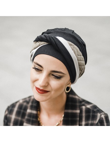 ELEGANCE BLACK PADDED - Turbante de Bambú y Algodón - CAREBELL HEADWEAR