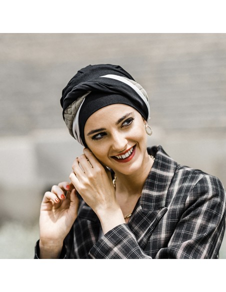 ELEGANCE BLACK PADDED - Turbante de Bambú y Algodón - CAREBELL HEADWEAR