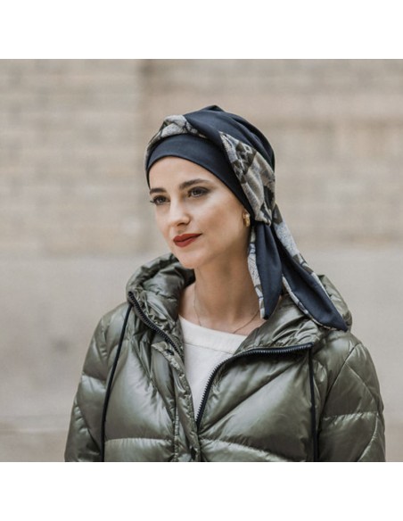 SMOOTH ZIG ZAG GREY - Pañuelo Algodón - CAREBELL HEADWEAR