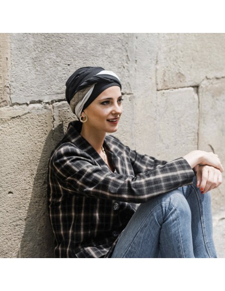 ELEGANCE BLACK PADDED - Turbante de Bambú y Algodón - CAREBELL HEADWEAR