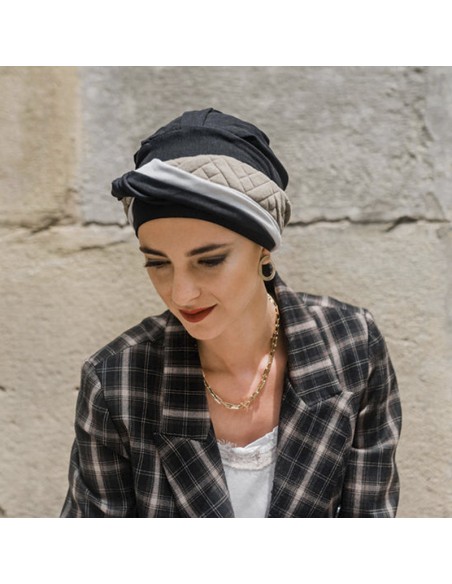 ELEGANCE BLACK PADDED - Turbante de Bambú y Algodón - CAREBELL HEADWEAR