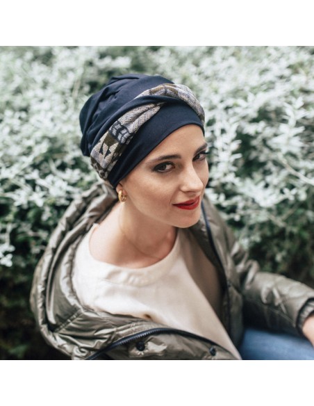 ELEGANCE ZIG ZAG GREY - Turbante de Algodón - CAREBELL HEADWEAR