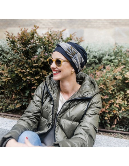 ELEGANCE ZIG ZAG GREY - Turbante de Algodón - CAREBELL HEADWEAR