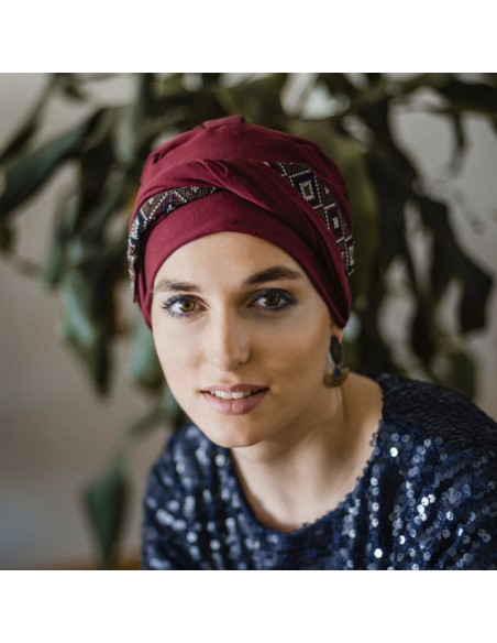 COSY MAYA GRANATE - Turbante en tejido de Algodón - Aderans Headwear