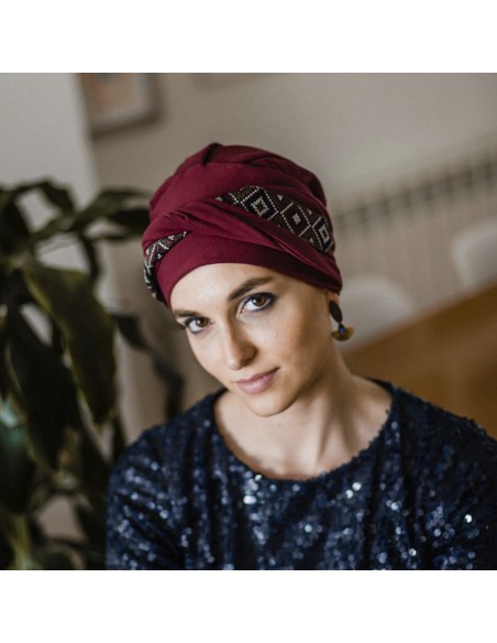 COSY MAYA GRANATE - Turbante en tejido de Algodón - Aderans Headwear