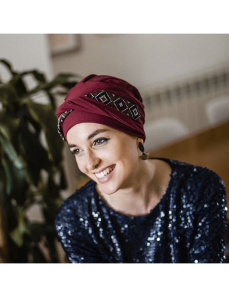 COSY MAYA GRANATE - Turbante en tejido de Algodón - Aderans Headwear