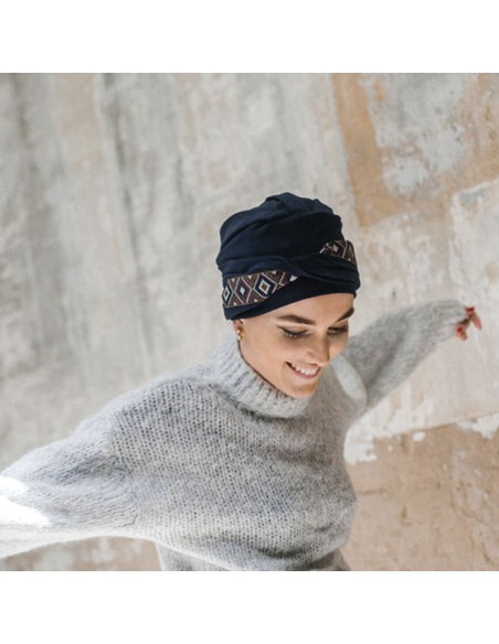 COSY MAYA NAVY - Turbante en tejido de Algodón - Aderans Headwear