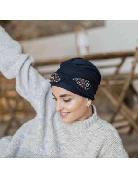 COSY MAYA NAVY - Turbante en tejido de Algodón - Aderans Headwear