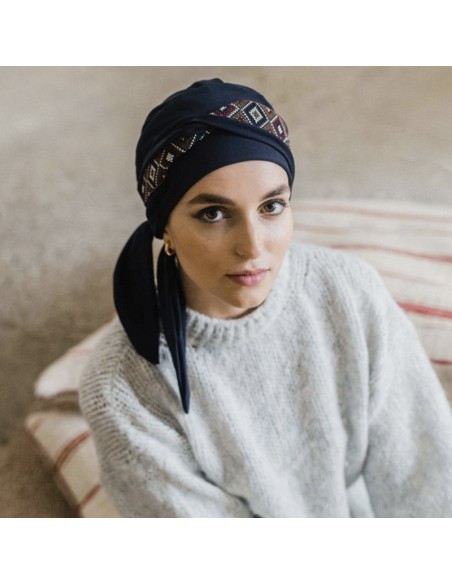 SMART MAYA NAVY - Turbante de Algodón - Aderans Headwear