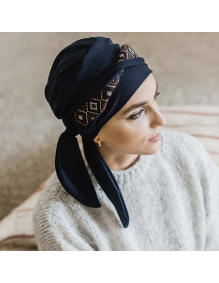 SMART MAYA NAVY - Turbante de Algodón - Aderans Headwear