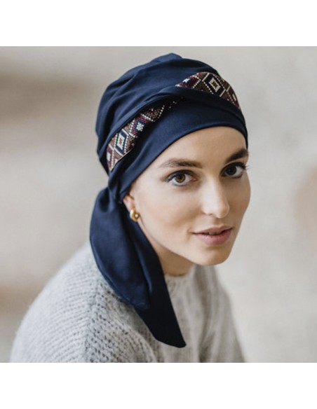 SMART MAYA NAVY - Turbante de Algodón - Aderans Headwear