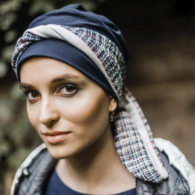 SMART TWEED BLUE - Turbante de Bambú y Algodón- Aderans Headwear