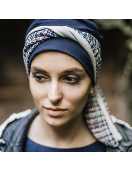 SMART TWEED BLUE - Turbante de Bambú y Algodón- Aderans Headwear